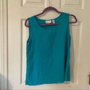 blue sleeveless blouse